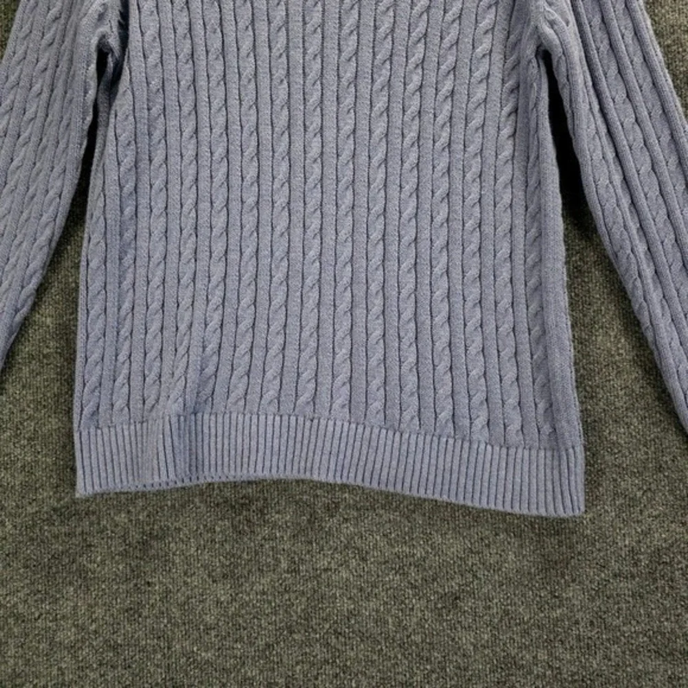 Tommy Hilfiger Womens Light Blue 100%Cotton Cable Knit Crew Neck Sweater